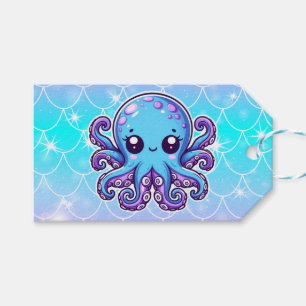 Cute blue octopus gift tags