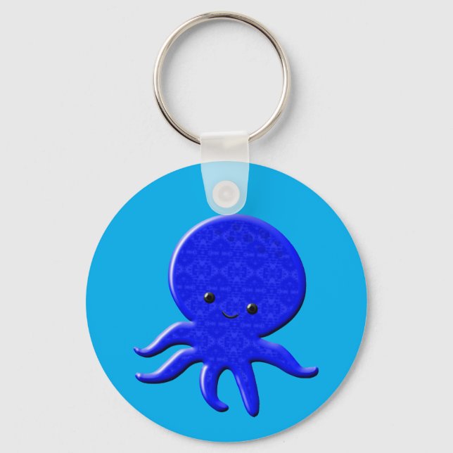 Cute Blue Octopus Key Ring (Front)