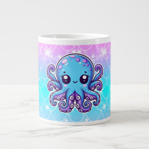 Cute blue octopus large coffee mug
