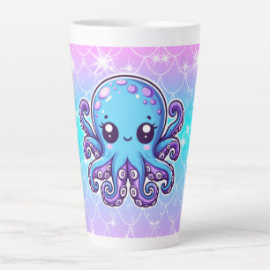 Cute blue octopus latte mug