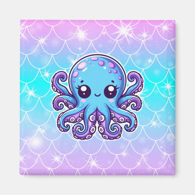 Cute blue octopus magnet (Front)