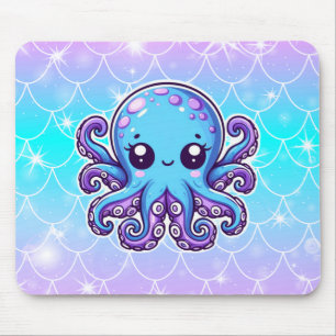 Cute blue octopus mouse mat