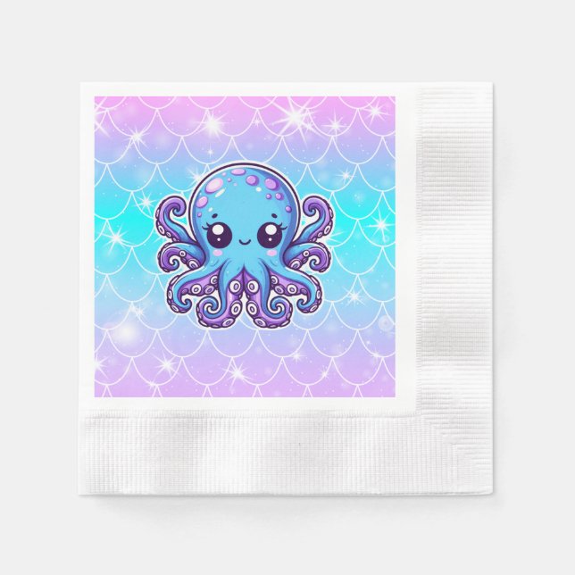 Cute blue octopus napkin (Front)