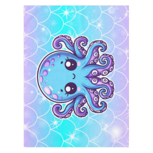 Cute blue octopus tablecloth