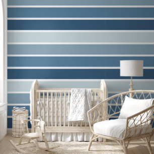 Cute Blue Ombre Striped Pattern Wallpaper
