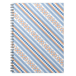 Cute blue orange Aztec Tribal Motif Notebook
