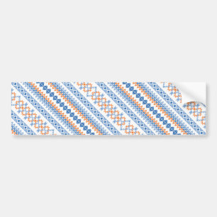 Cute blue orange Aztec Tribal Motif Pattern Bumper Sticker