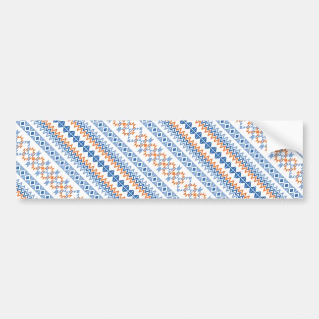 Cute blue orange Aztec Tribal Motif Pattern Bumper Sticker (Front)