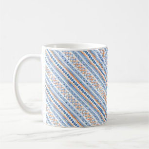 Cute blue orange Aztec Tribal Motif Pattern Coffee Mug