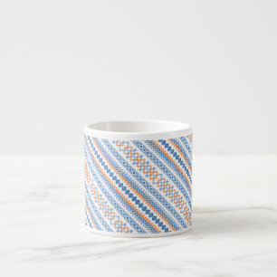 Cute blue orange Aztec Tribal Motif Pattern Espresso Cup