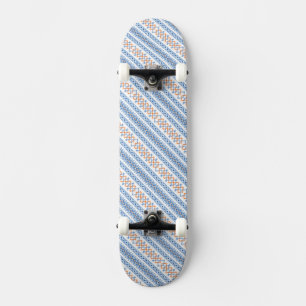 Cute blue orange Aztec Tribal Motif Pattern Skateboard