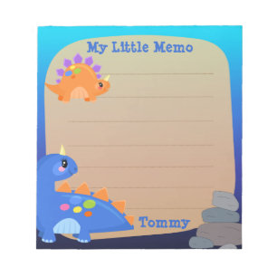 Cute Blue Orange Dinosaur Litte Memo Notepad