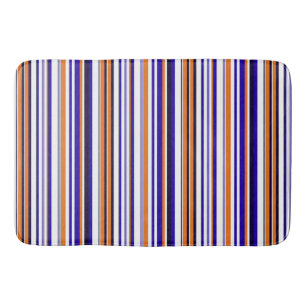 Cute blue orange stripes bath mat