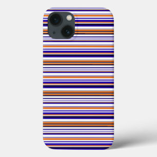 Cute blue orange stripes iPhone 13 case