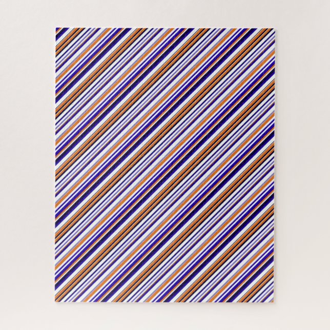 Cute blue orange stripes jigsaw puzzle (Vertical)