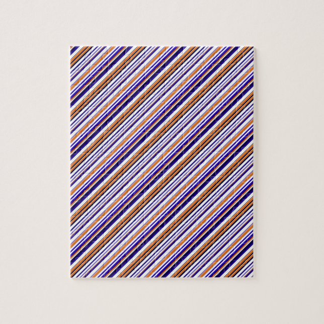 Cute blue orange stripes jigsaw puzzle (Vertical)