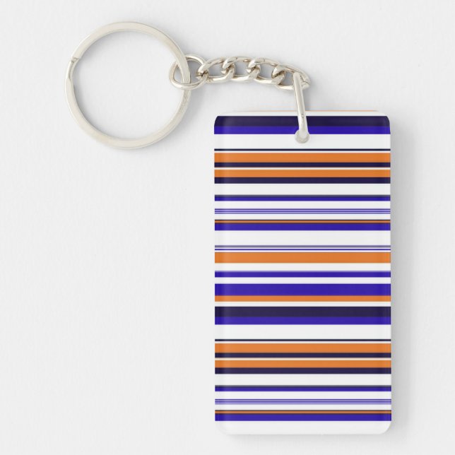 Cute blue orange stripes key ring (Front)