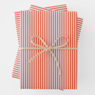 Cute Blue Orange Stripes Preppy Chic Retro Pattern Wrapping Paper Sheet