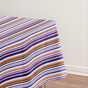 Cute blue orange stripes tablecloth
