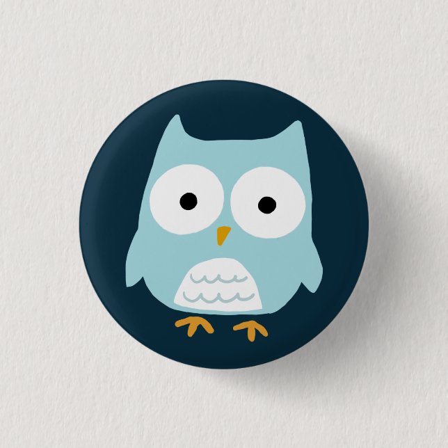 Cute Blue Owl 3 Cm Round Badge (Front)