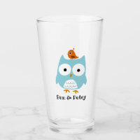 Cute Blue Owl and Little Bird Personalised