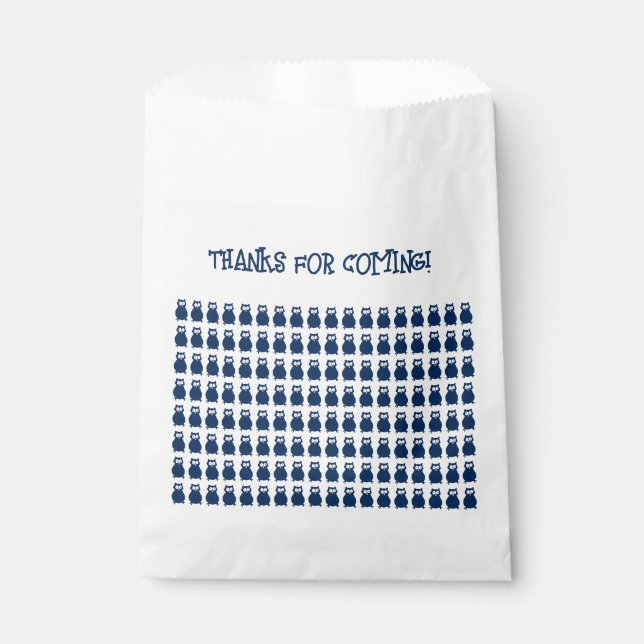 Cute Blue Owl Birthday Slumber Party  Favour Bags (Front)