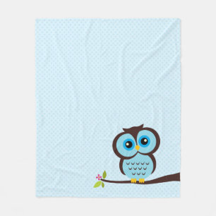 Cute Blue Owl Fleece Blanket