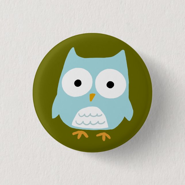 Cute Blue Owl Funny Whimsical Owl Character 3 Cm Round Badge (Front)