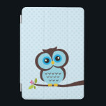 Cute Blue Owl iPad Mini Cover<br><div class="desc">Adorable vector illustration of a cute owl perched on a tree branch on a polka dots background.  Art by Babystar Design at mygrafico.com</div>