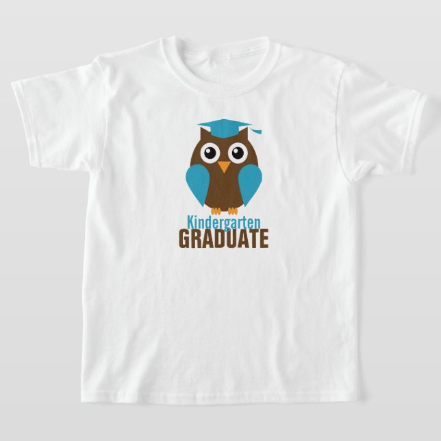 Cute Blue Owl Kindergarten Graduate T-Shirt (Laydown)