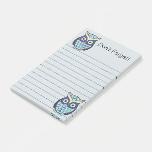 Cute Blue Owl Lined Post-it Notes