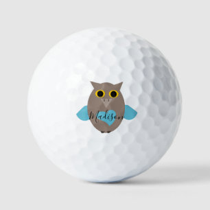 Cute Blue Owl Name  Golf Balls