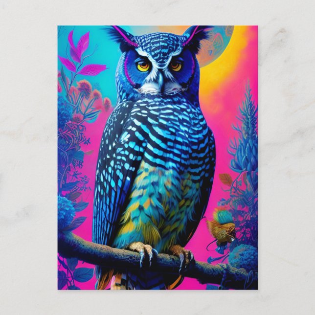 Cute blue owl postcard (Front)