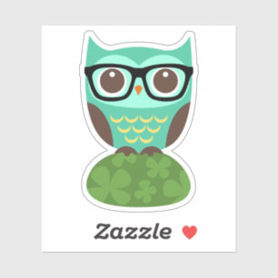 Cute Blue Owl with Glasses Vinyl Stickers