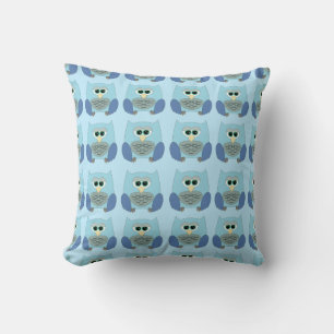 Cute Blue Owls Pattern Cushion