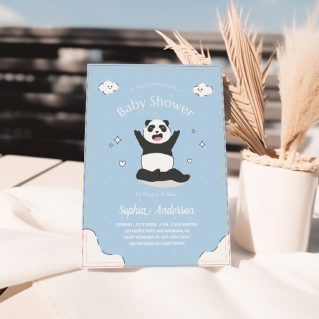 Cute Blue Panda Baby Shower – Editable Baby Shower Invitation (Creator Uploaded)