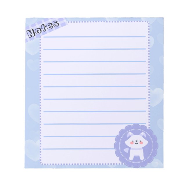 Cute Blue Pastel Baby Wolf  Notepad (Front)