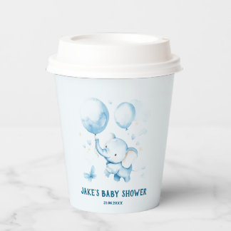 Cute Blue Pastel Elephant | Baby Shower Paper Cups