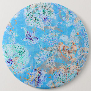 Cute blue pastel floral 6 cm round badge