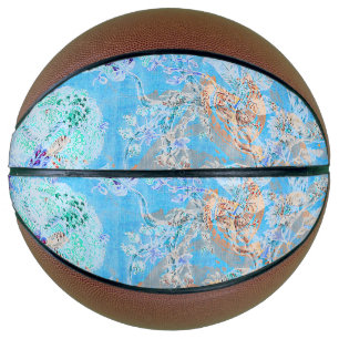 Cute blue pastel floral bandanna basketball