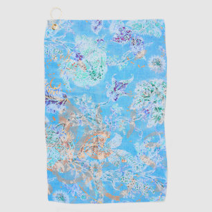 Cute blue pastel floral bandanna golf towel