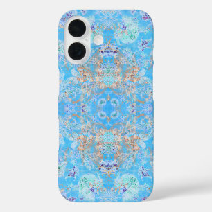 Cute blue pastel floral iPhone 16 case