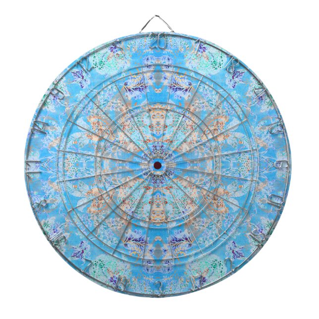 Cute blue pastel floral dartboard (Front)