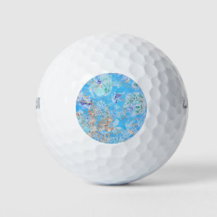 Cute blue pastel floral golf balls