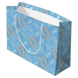 Cute blue pastel floral large gift bag