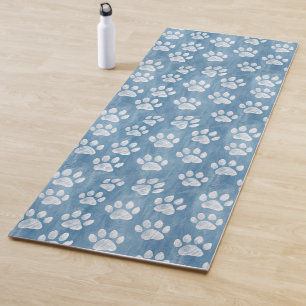 Cute Blue Paw Print Pet Lover Yoga Mat