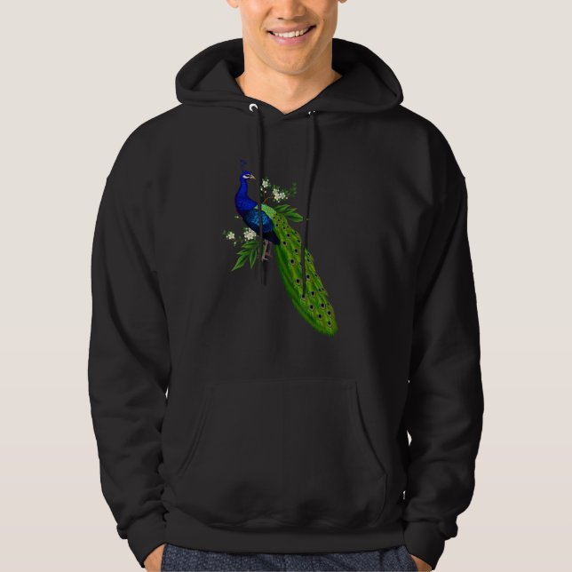 Cute Blue Peacock   Cute Birds Animal   Graphic Hoodie (Front)