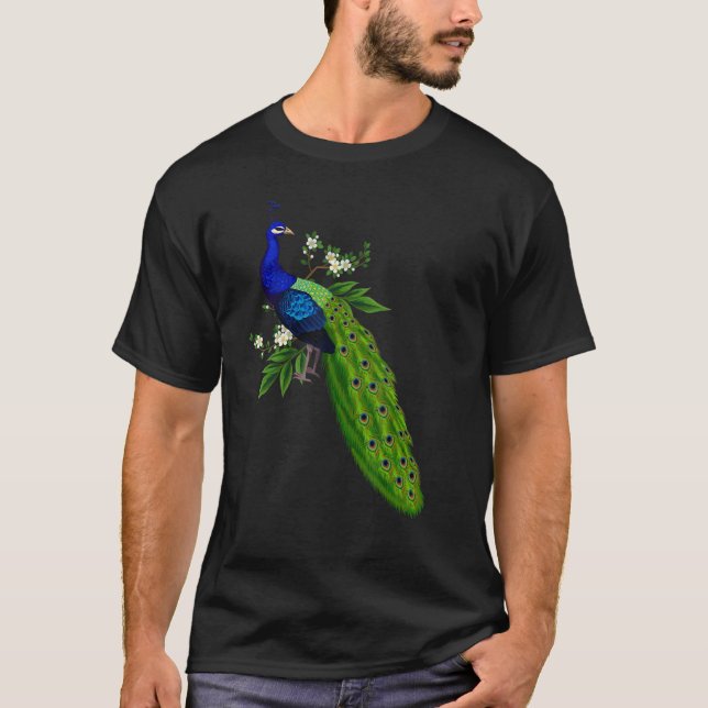 Cute Blue Peacock   Cute Birds Animal   Graphic T-Shirt (Front)