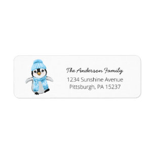 Cute Blue Penguin Return Address Label