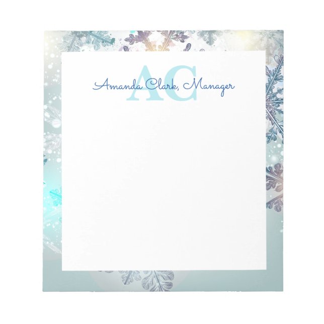 Cute Blue Personalised Monogram Name  Notepad (Front)